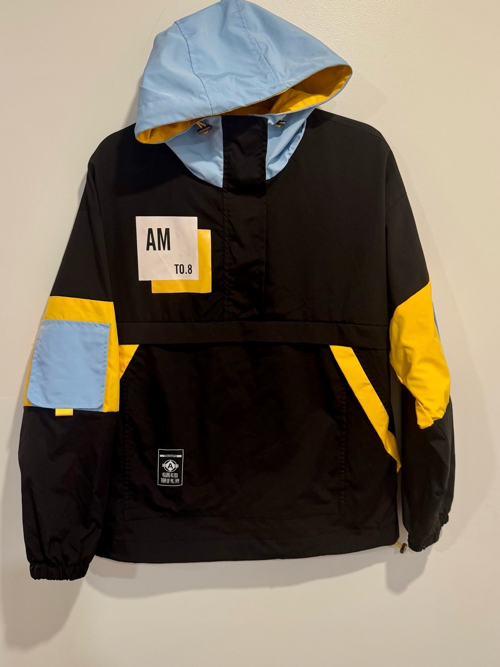 Gurunvani AM To.8 Black, Yellow Hooded Jacket Size LARGE